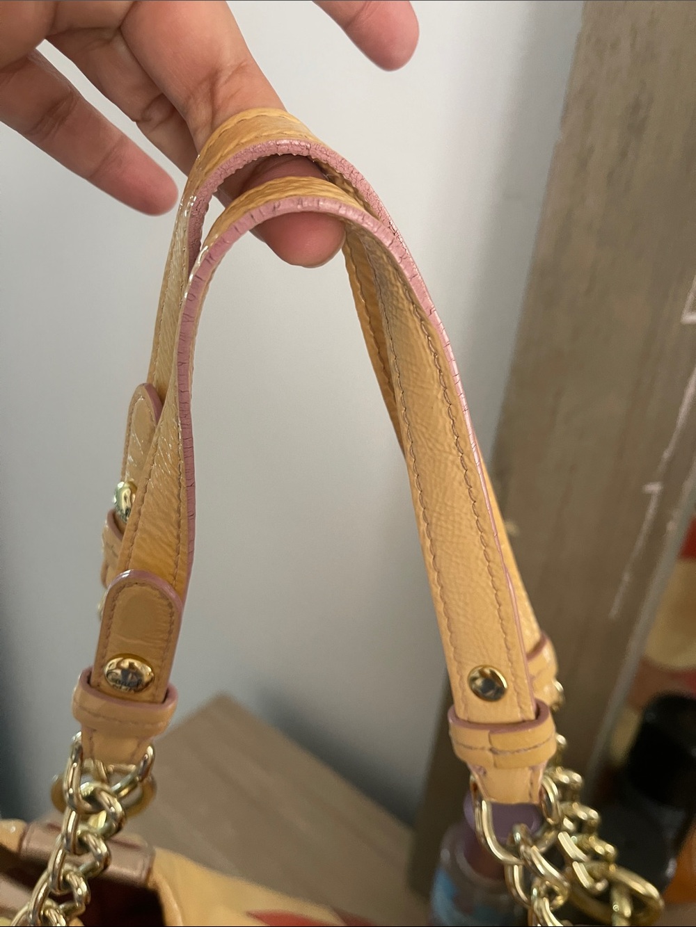 Coach Patchwork C Logo Tote in Yellow, Red and Brown - Picture 4 of 13
